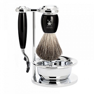 Muehle Бритвенный набор из черной смолы 4 предмета станок Mach 3 S 81 M 336 SM3