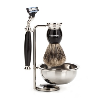 Бритвенный набор D.R. Harris, черная смола, станок Mach3 SET 4E 57294 