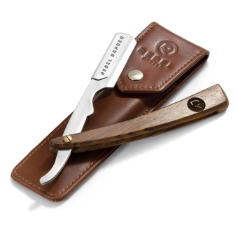 Опасная бритва со сменным лезвием REBEL BARBER Luxury с кожаным футляром  RB027 